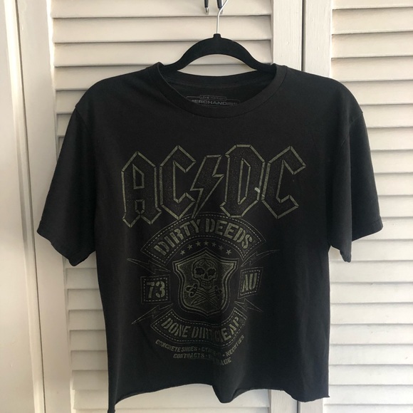 AC/DC Cropped Tee Shirt - Picture 1 of 6